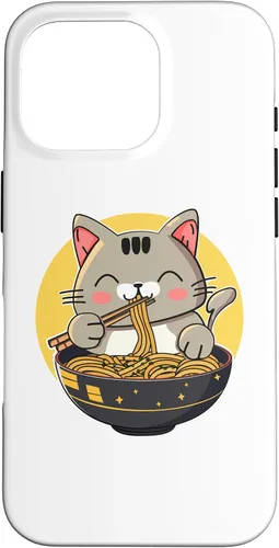 Vista 20 de Funda para iPhone 12/12 Pro Ramen Cat Kawaii Anime Merch Japonés Divertido Neko Noodle Bowl Case