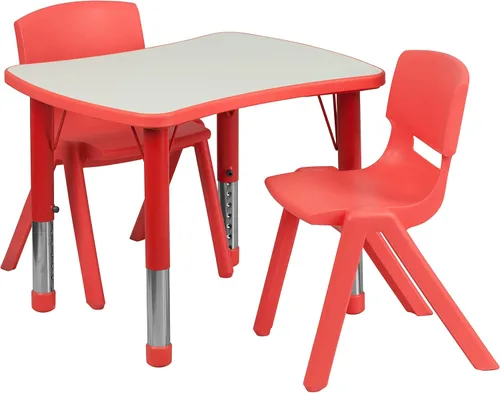 Vista 5 de Flash Furniture Emmy - Juego de mesa rectangular de plástico azul con 2 sillas, 21.875 pulgadas de ancho x 26.625 pulgadas de largo, color azul