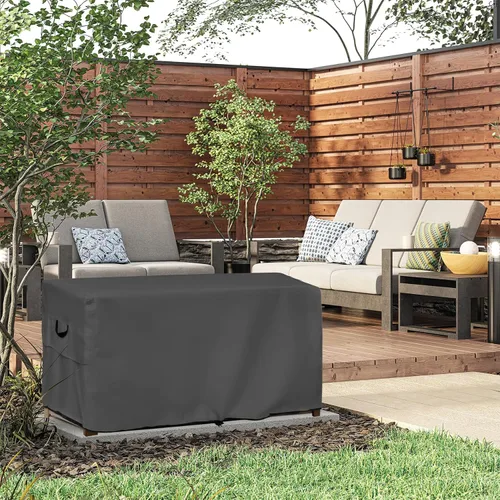 Vista 7 de ULTCOVER Caja de almacenamiento para banco de cubierta de patio - Cubiertas impermeables para mesa de hoguera rectangular al aire libre 44 x 28 Negro