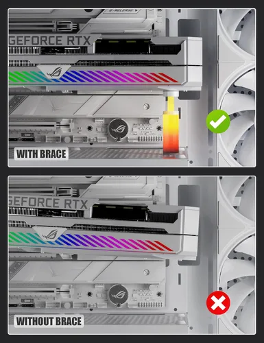 Vista 5 de upHere - Soporte de GPU,Soporte para tarjeta gráfica GPU,Soporte para hundimiento de tarjeta de video,Soporte de GPU,Blanco,ARGB
