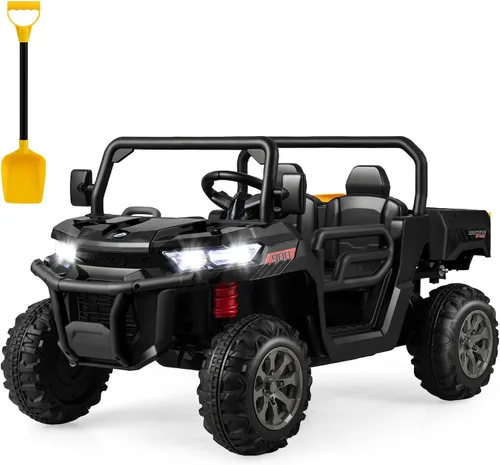 Vista 12 de HONEY JOY Auto de 2 plazas, 12 V, batería de 12 V, con control remoto, suspensión de resorte, velocidad alta/baja, almacenamiento, música, USB, Negro