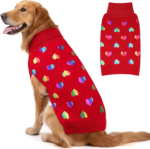 Vista 15 de KYEESE - Suéter de Navidad para perros con diseño de renos para perros pequeños, ropa a cuadros de búfalo rojo con agujero para la correa para días