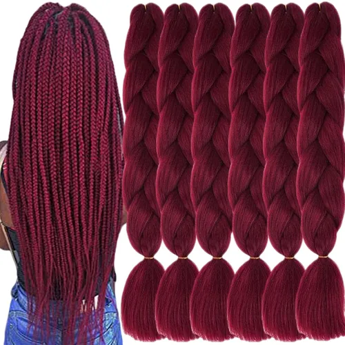 Vista 36 de 3 paquetes de extensiones de cabello sintético para trenzar de color negro a azul, tamaño jumbo ombré, de 24 pulgadas o trenzas de ganchillo