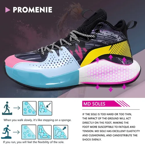 Vista 3 de Zapatos de baloncesto de caña alta para hombre, inspirados en graffiti, calzado deportivo con soporte superior, diseño antideslizante, durabilidad