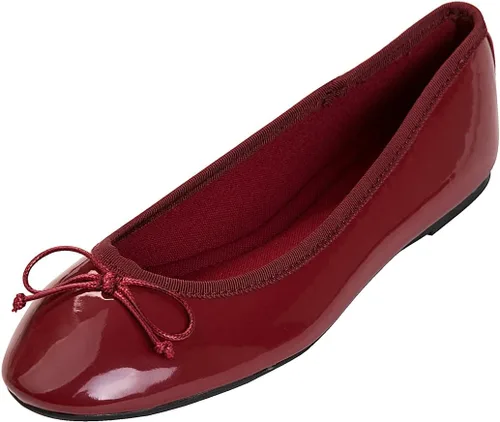 Vista 26 de FEVERSOLE Zapatos planos de ballet de patente para mujer, color macarrón colorido Beige