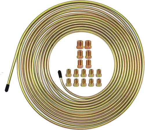 Vista 11 de Kit de tubos de línea de freno MuHize de 3/16 pulgadas x 25 pies con 16 accesorios de estriado - Rollo de acero recubierto con PVF resistente a