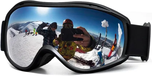 Vista 10 de FMY Gafas de esquí y snowboard OTG, protección UV400, anti niebla, gafas de esquí para motos de nieve para hombres, mujeres y jóvenes