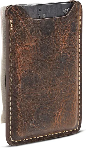 Vista 4 de HOJ Co WYATT - Cartera con clip para dinero Cartera de bolsillo frontal Cartera delgada para tarjetas Cuero de grano completo Cartera