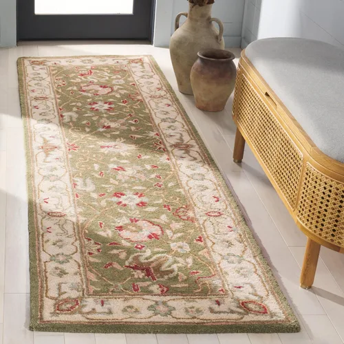 Vista 35 de SAFAVIEH Colección Antigüedades - Alfombra de 6' redonda, marrón y verde, hecha a mano, diseño oriental tradicional de lana, ideal para áreas