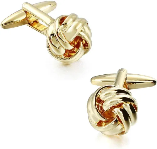 Vista 6 de HAWSON Gemelos con nudo y tachuelas de camisa para hombre en tono dorado o plateado, a juego con esmoquin blanco y negro, adecuados para el día