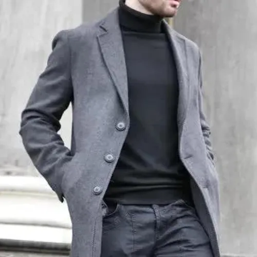 Vista 5 de Suéter básico de punto térmico de cuello alto para hombre
