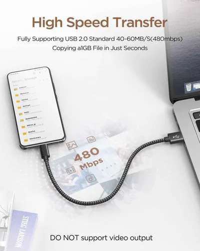 Vista 3 de Kimzee - Cable USB C de 11 pulgadas de carga corta USB C de 11 pulgadas, cable de carga rápida portátil para Samsung Galaxy S10 S10E S9 S8 S20 Plus