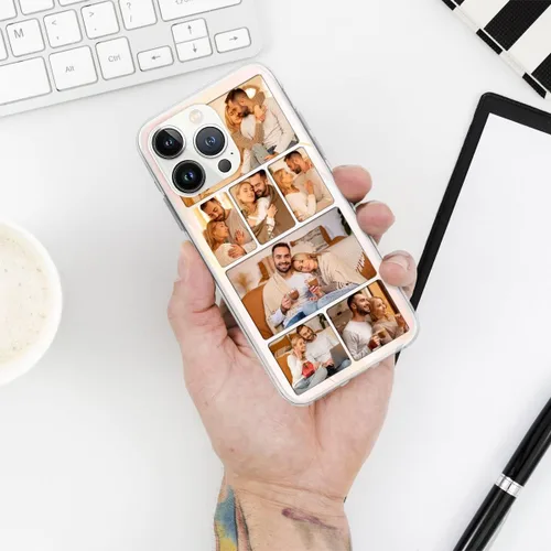 Vista 6 de CUBICER Fundas para teléfono con fotos personalizadas para parejas, protector transparente impermeable para marido y esposa, funda transparente
