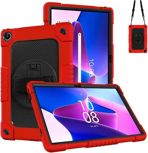 Vista 8 de Funda para niños para Lenovo Tab M10 Plus 3ª generación de 10.6 pulgadas, correa de mano con soporte giratorio para niños, a prueba de golpes