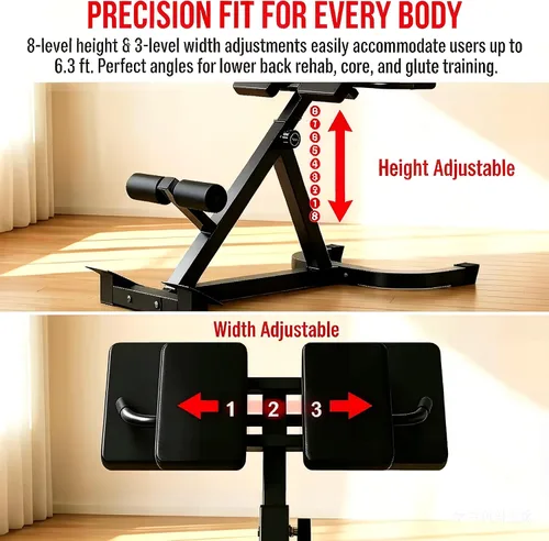Vista 4 de ComMax Roman Chair Back Hyperextension Bench Adjustable Back Exercise Machine Home Gym Workout Equipment for Abs and Glute