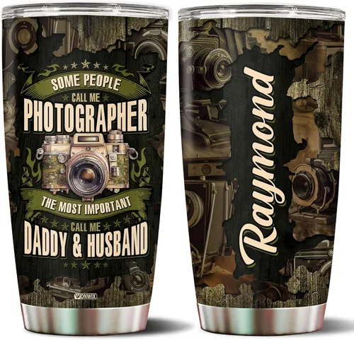 Vista 9 de Regalos de artista para hombres, vasos personalizados de acero inoxidable de 20 onzas, 30 onzas, taza de viaje para café, taza de viaje, regalo