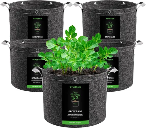 Vista 16 de VIVOSUN 5-Pack 25 Gallon 500G Fabric Grow Bags with Strap Handles