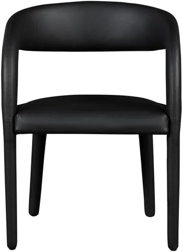 Vista 5 de Meridian Furniture 987Black-C Sylvester Collection Modern Silla de comedor tapizada de cuero vegano contemporáneo con respaldo redondeado, 23.5