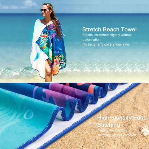 Vista 4 de Vimorco Toalla de playa para gatos, divertida toalla de playa con diseño de delfín y medusas, mezcla de algodón, toalla de campamento de terciopelo