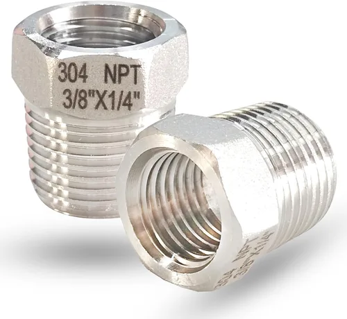 Vista 12 de Reductor de buje hexagonal macho de 1 pulgada a 1/2 pulgada NPT hembra, adaptador reductor de acero inoxidable 304, buje hexagonal de tubo