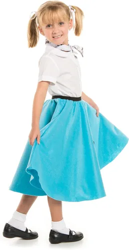 Vista 3 de Kidscostumes falda con caniche y bufanda con nota musical estampada, color turquesa
