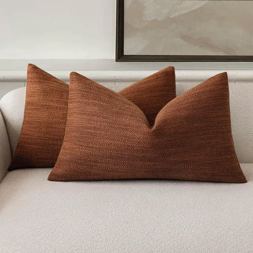 Vista 33 de Foindtower Juego de 2 fundas de almohada decorativas de lino de arpillera con textura, fundas de cojín bohemias de estilo rústico, funda de almohada