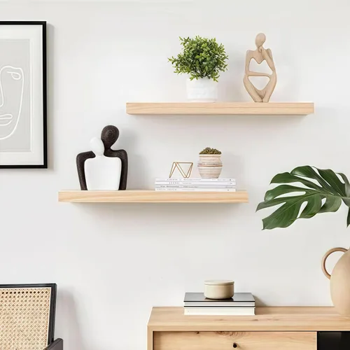 Vista 8 de 4 soportes de pared para estantes flotantes de alta resistencia, soportes invisibles negros para estantería, accesorios decorativos flotantes