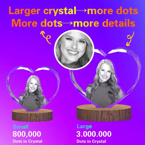 Vista 3 de Foto de cristal 3D, regalos personalizados para mujeres, ella, esposa, hombres, mamá, marido, gran regalo personalizado con tu propia foto