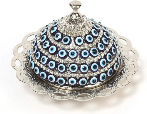 Vista 4 de Alisveristime Evil Eye - Azucarero de aleación de zinc con tapa (plata)