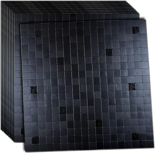 Vista 9 de XUANINY Azulejo autoadhesivo de metal para salpicaduras, azulejo despegar y pegar para cocina, superficie de aluminio cepillado para salpicaduras