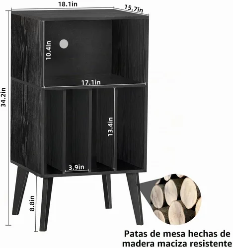 Vista 3 de Lerliuo - Soporte para tocadiscos, soporte para tocadiscos negro con capacidad para hasta 160 álbumes