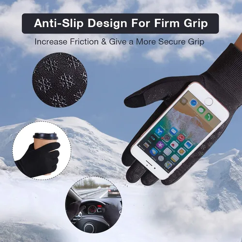 Vista 4 de Guantes de correr con pantalla táctil mejorados guantes de invierno ligeros y térmicos guantes de compresión para hombres y mujeres antideslizantes