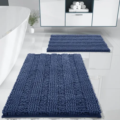 Vista 40 de Yimobra Juego de 2 alfombras de baño de felpilla suave y absorbente y alfombra para inodoro en forma de U, antideslizante, lavable a máquina