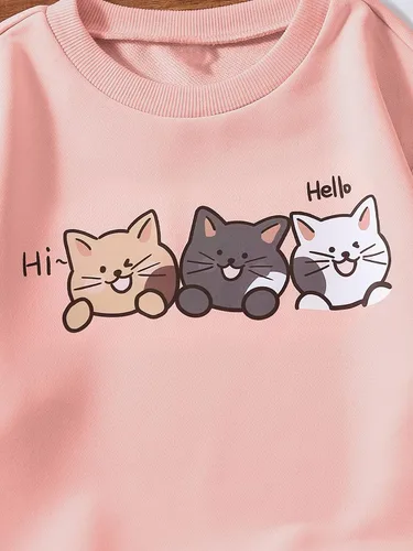 Vista 4 de SOLY HUX Sudadera de manga larga con cuello redondo y estampado de letras de corazón para niña