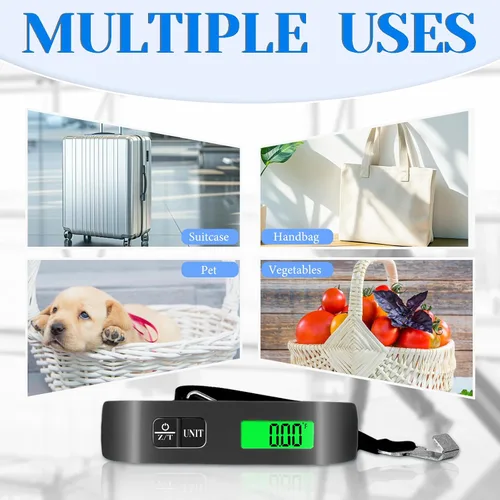 Vista 2 de Báscula de equipaje, báscula de equipaje de 110 libras con funciones de conmutación de 4 unidades y pantalla LED, báscula de equipaje digital