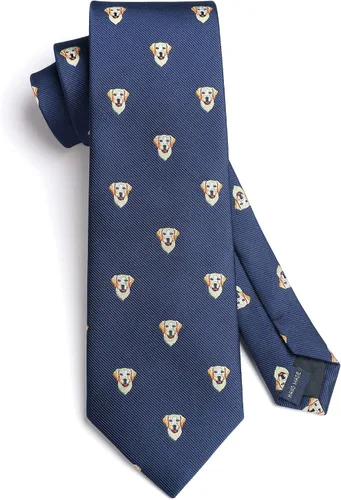 Vista 3 de HISDERN Corbatas para hombre clásicas divertidas corbatas para hombre, pañuelo de negocios de animales, corbata de bolsillo, juego cuadrado