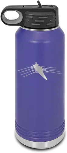 Vista 11 de Row - Botella de agua grabada con láser personalizable de acero inoxidable con pajilla, color azul marino, 32 onzas