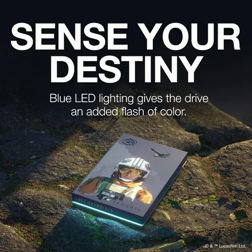 Vista 4 de Seagate Luke Skywalker SE FireCuda - Disco duro externo de 2 TB - USB 32 iluminación LED RGB personalizable azul funciona con PC Mac Playstation