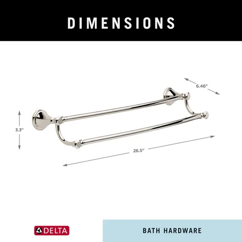 Vista 2 de Delta Faucet Cassidy Barra para toallas doble de 24 pulgadas, 79725-PN