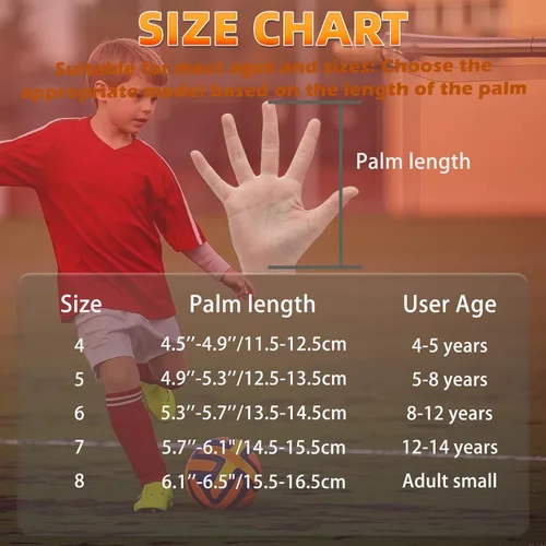 Vista 26 de Guantes de portero de fútbol para jóvenes y niños, guantes de portero con palmas de súper agarre, guantes de fútbol antideslizantes, protección