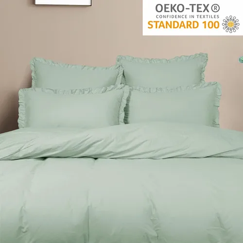 Vista 7 de PHF Fundas de almohada 100% algodón lavado con volantes, tamaño estándar, paquete de 2 fundas de almohada de 20 x 26 pulgadas, sin relleno, fundas