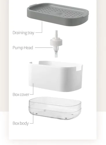 Vista 2 de Dispensador de jabón para platos, sensor de mano de plástico inteligente, dispensador de jabón 2 en 1, dispensador de jabón para cocina, dispensador