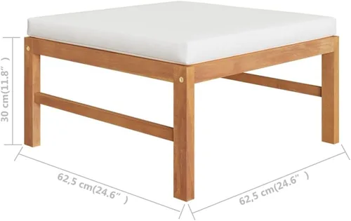 Vista 9 de Ensemble de Salon de Jardin 4 Pièces en Teck Crème avec Coussins Polyester, Confortable et Modulaire Pour Terrasse, Balcon ou Jardin, Design