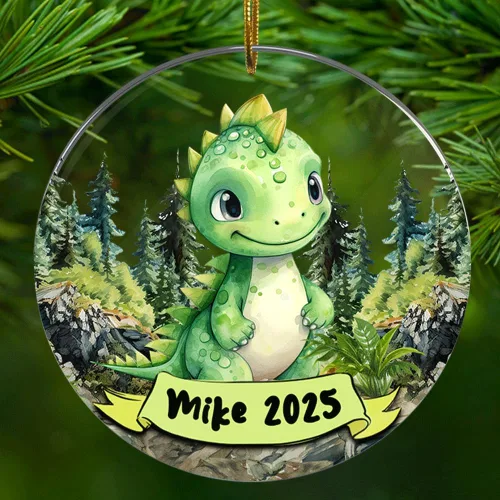Vista 10 de Adorno de dinosaurio personalizado para niños, niñas, hija, hijo, dinosaurio, decoración artesanal, adornos acrílicos con nombre personalizado