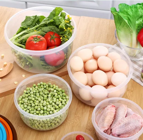 Vista 4 de Juego de ensaladeras de plástico multicolor, apto para microondas y lavavajillas, ideal para hornear, preparar, cocinar y servir alimentos