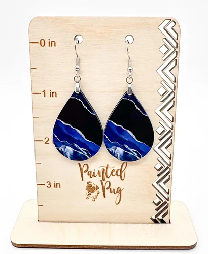 Vista 17 de Dangle Earrings for Women Colorful Dangling Drop Statement Jewelry Printed MDF Wood Teardrop Double Side Print Handmade by The Painted Pug
