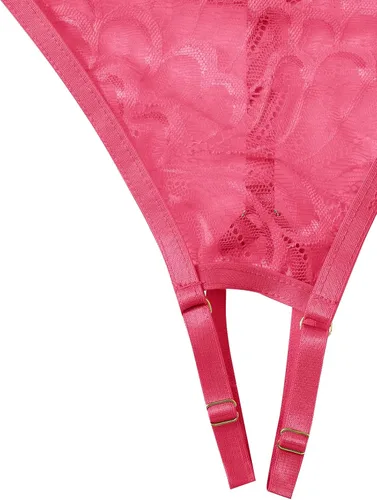 Vista 4 de SweatyRocks - Bralette de encaje transparente para mujer de 2 piezas, sostén y panty