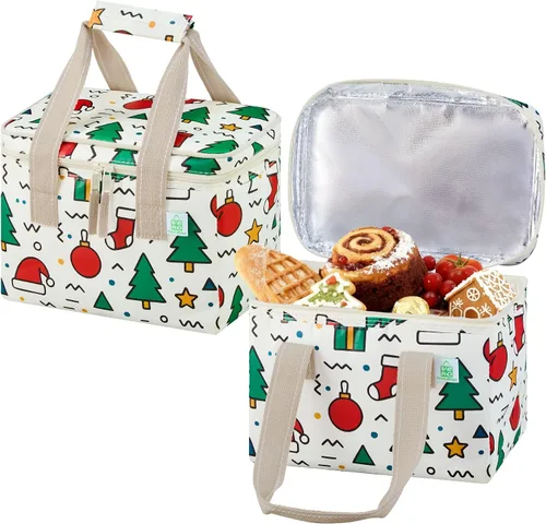 Vista 23 de VENO Paquete de 2 bolsas enfriadoras aisladas para entrega de alimentos, bolsas de compras plegables y reutilizables con cremallera, plegables