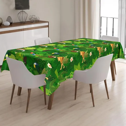 Vista 7 de Domgoge Mantel de plástico con diseño de safari de selva, rectangular, desechable, impermeable, para decoración de fiestas de cumpleaños de niños, 2