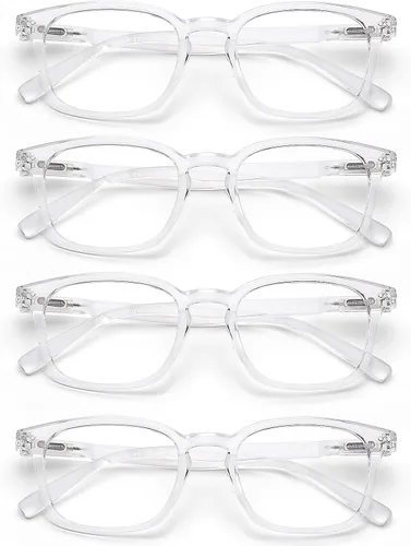 Vista 8 de AQWANO 4 Pack Computer Reading Glasses Blue Light Filter Readers Glare Glasses for Men Women